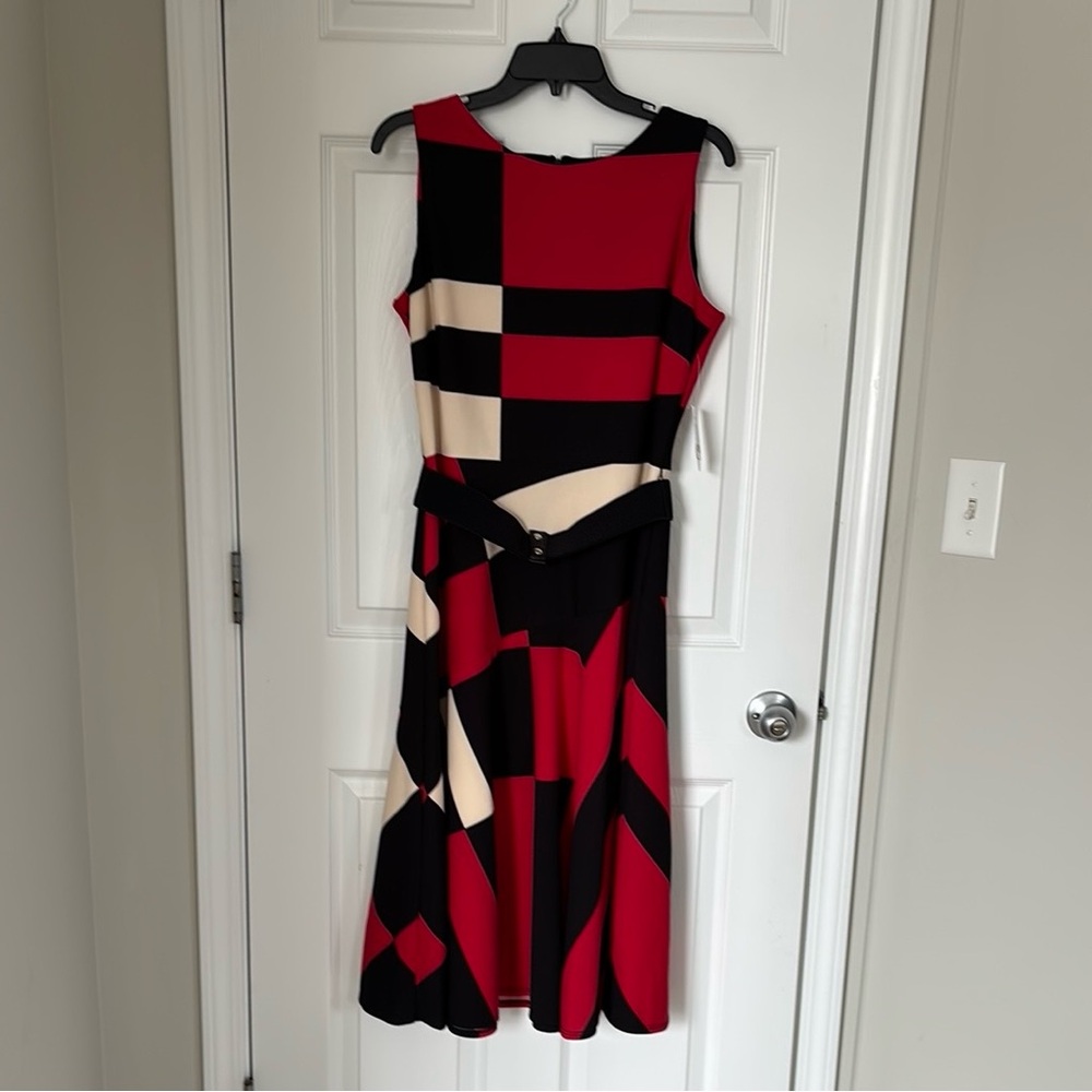 Danny & Nicole Red and Black Midi Dress